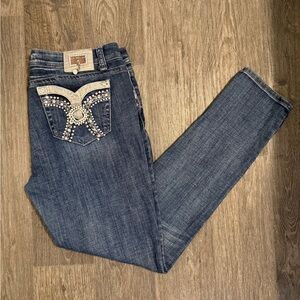 Y2K Low Rise Embellished Blue Jeans